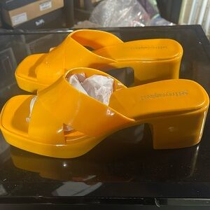 Jeffrey Campbell Bubble Gum Jelly Slide Orange
